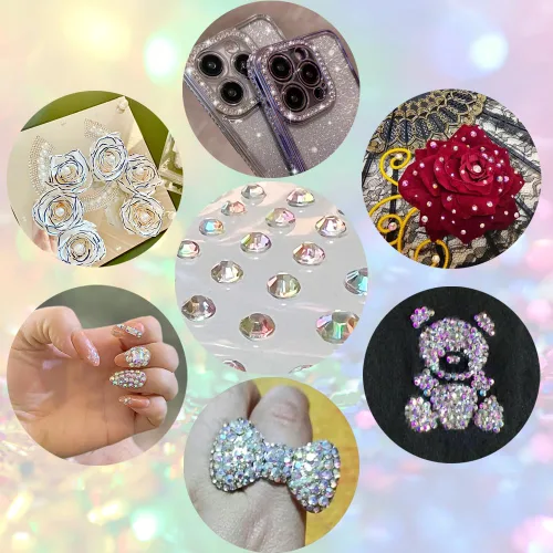 Vista 6 de 4 hojas de calcomanías de diamantes de imitación de gemas para la cara, cristales autoadhesivos para maquillaje, pequeñas gemas acrílicas adhesivas