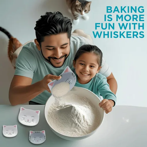 Vista 4 de Juego de Tazas Medidoras para Gatos - Accesorios de Cocina Novedosos para Gatos y Regalos para Repostería - Tazas Medidoras Únicas Apilables