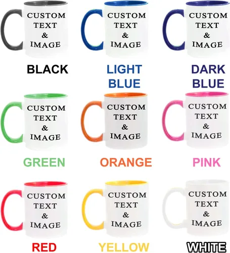 Vista 2 de Juego de tazas personalizadas con imagen y nombre: Tazas personalizadas de porcelana a juego para compromiso de boda, boda, San Valentín, novio