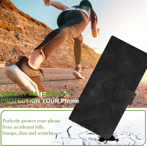Vista 7 de para Samsung S21 Funda Billetera Titular de la tarjeta Correa (negro) PU Leather Pattern, Card Slots, Cash Pocket, Kickstand, Magnetic Closure