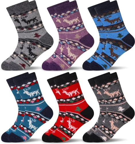 Vista 91 de Eocom 6 pares de calcetines de invierno cálidos de lana para niños y niñas