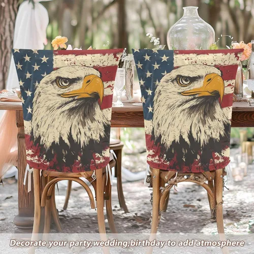 Vista 6 de 4th of July Independence Day White Bird Decorative Chairs Covers for Family Gatherings Soft 19.7x23.6in Chair Slipcovers covertores para sillas