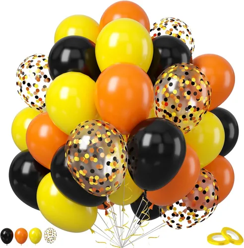 Vista 16 de Globos de látex rosa intenso, azul, morado, 50 globos de látex de 12 pulgadas con confeti metálicos para niños, temática mágica, cumpleaños, baby