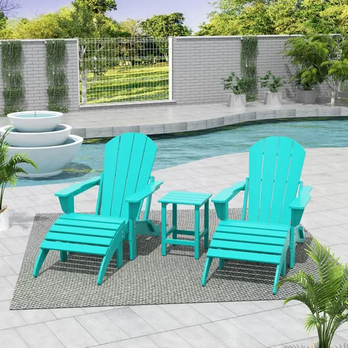Vista 47 de WestinTrends Malibu - Silla de salón para exteriores, juego de 2 sillas Adirondack con otomana, sillas plegables de madera de polietileno para todo