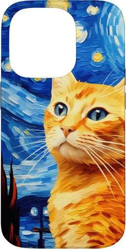 Vista 17 de Orange Tabby Cat Starry Night Vincent Van Gogh - Carcasa para iPhone 17
