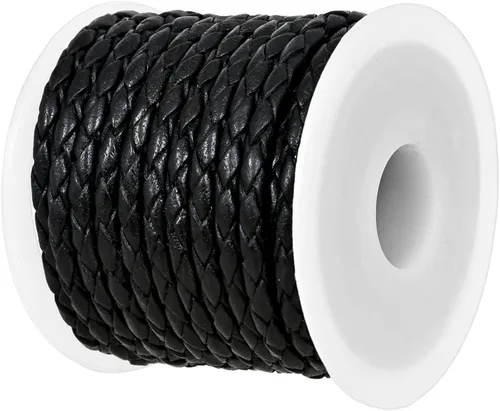 Vista 11 de GENIQUE Cordón de Cuero Trenzado Redondo Genuino, Cuerda de Cuero para Manualidades, Hacer Joyería, Collares, Pulseras (5 Metros)