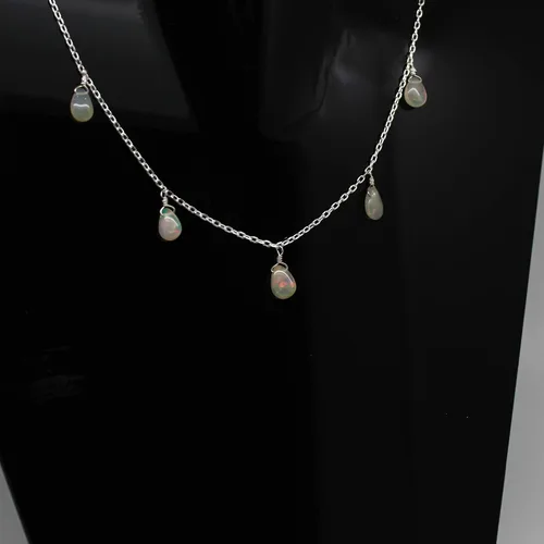 Vista 7 de Collar con colgante de gota de pera natural de plata de ley 925, collar delicado, regalo de joyería de plata para ella