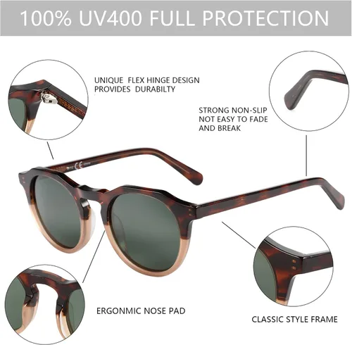Vista 56 de ZENOTTIC Gafas de sol polarizadas redondas vintage para hombres y mujeres con protección UV400