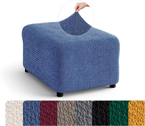 Vista 13 de PAULATO BY GA.I.CO. Funda otomana para taburete, funda de tela de poliéster suave, protector elástico de muebles de 1 pieza, colección de Negro