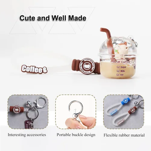 Vista 3 de Lindo llavero Kawaii Boba Liquid Bear Llavero Gato Llavero Mochila Charm Mujeres Hombres Niñas Niño Adolescentes Hija