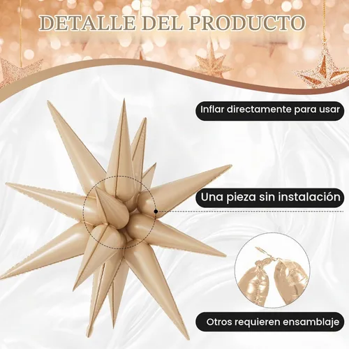 Vista 3 de Globos de papel de aluminio color beige crema, 10 globos grandes de 22 pulgadas de explosión de estrella de cono de café beige crema