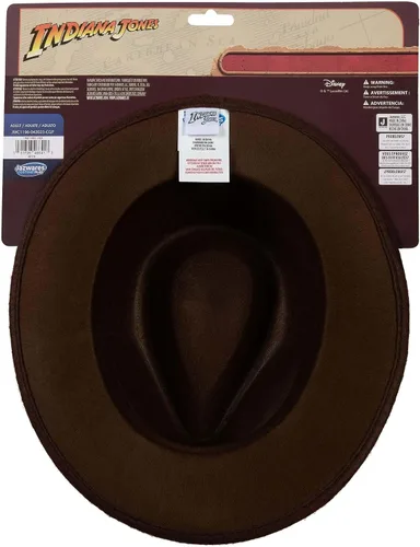Vista 2 de Jazwares Indiana Jones - Sombrero de fieltro para adulto, talla única, con banda marrón y cinta con logotipo