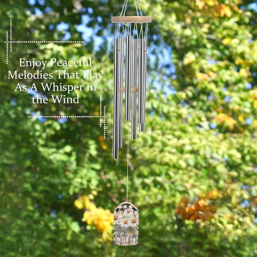 Vista 5 de Campanillas de viento de margaritas para exteriores con sonido relajante y rico, campanillas de viento conmemorativas regalos para mamá, gran regalo