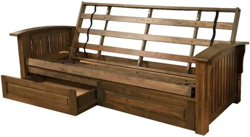 Vista 20 de Kodiak Furniture Washington - Marco de futón tamaño Queen con cajones de almacenamiento, marco de futón de madera con colchón incluido en color azul
