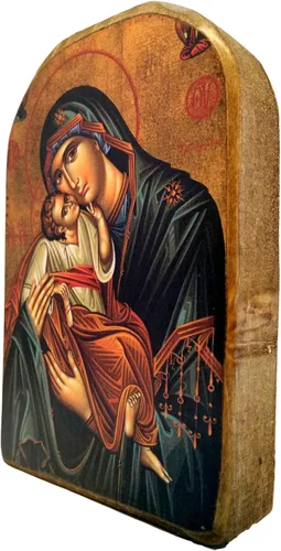 Vista 5 de Icono de madera griego cristiano ortodoxo madera de la madre de Jesús y Jesucristo / mp2