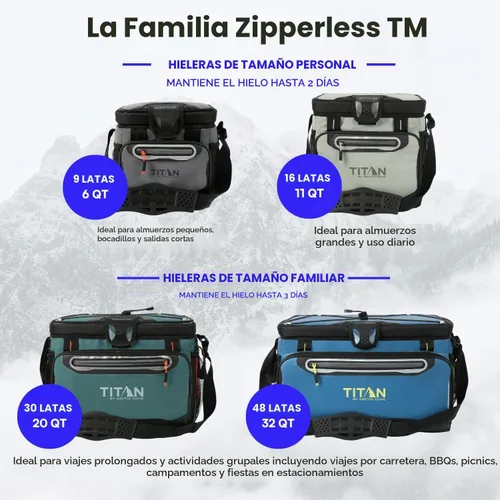 Vista 8 de Titan Zipperless HardBody Cooler, Keeps Ice 2 Days Seagrass