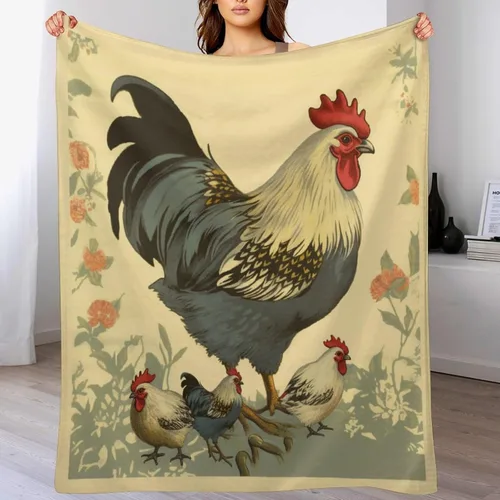 Vista 7 de Manta de gallos orgánica de forro polar de pollo de 30 x 40 pulgadas, manta de franela para sofá, cama para adultos, niños, adolescentes, regalo