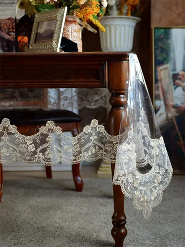 Vista 3 de Dimatic Mantel impermeable de plástico transparente, mantel redondo de vinilo PVC con encaje de macramé, a prueba de derrames de aceite, cubierta