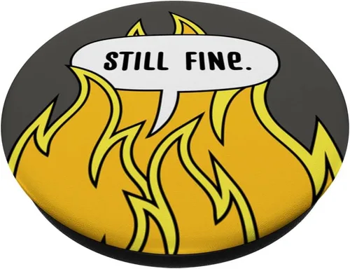 Vista 2 de Ironic This Is Fine Still Fine Dog Fire Meme PopSockets intercambiables PopGrip