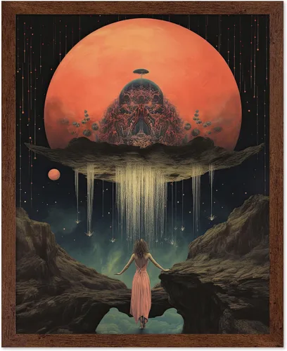 Vista 43 de Poster Master Póster OVNI – Impresión de mujer enmascarada – Arte extraterrestre – Arte surrealista – Arte de ciencia ficción – Regalo para hombres