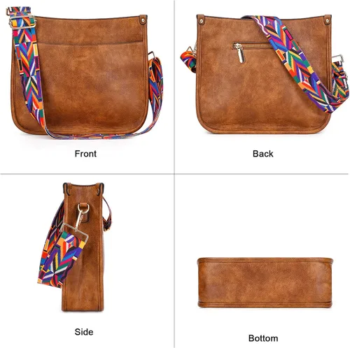 Vista 8 de HKCLUF Bolso cruzado para mujer, 2 piezasjuego de cartera de cuero con 2 correas ajustables para guitarra