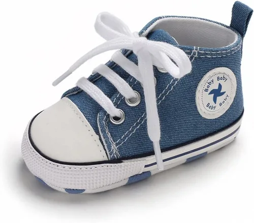 Vista 5 de Zapatos unisex para bebés, niñas y niños, suela suave, lona para recién nacidos, primeros pasos, zapatillas altas antideslizantes
