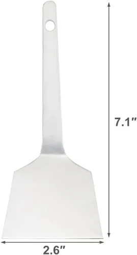 Vista 4 de TIKUSAN Okonomiyaki - Espátula de acero inoxidable para barbacoa, hecha en Japón (2.6 x 7.1 pulgadas)
