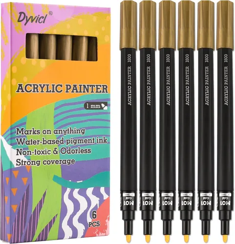 Vista 13 de Dyvicl Marcadores de pintura acrílica negra, bolígrafos de pintura de punta fina, marcadores acrílicos para pintura de roca, piedra, cerámica