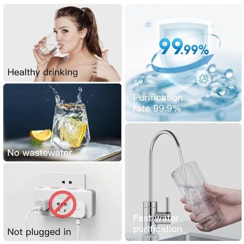Vista 4 de Filtro de agua de acero inoxidable para fregadero, sistema de filtro de agua de ultrafiltración de 0.01 m, reduce PFAS, PFOAPFOS, fluoruro, cloro
