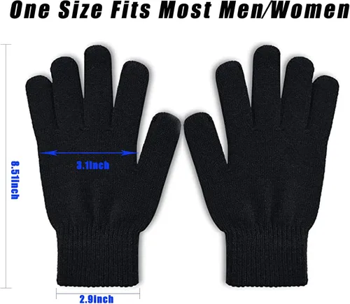 Vista 2 de COTRUERE 3 pares de guantes mágicos de invierno para adultos, cálidos, elásticos, unisex, guantes negros, talla única, se adapta a la mayoría