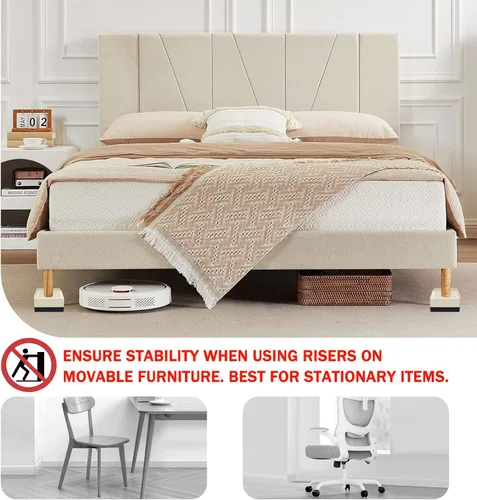 Vista 4 de ANNKUT Elevadores de Cama de 1.5 pulgadas, Bloques Elevadores Cuadrados Ajustables para Cama, Sofá, Mesa y Elevación de Sofá, Soporte de Trabajo