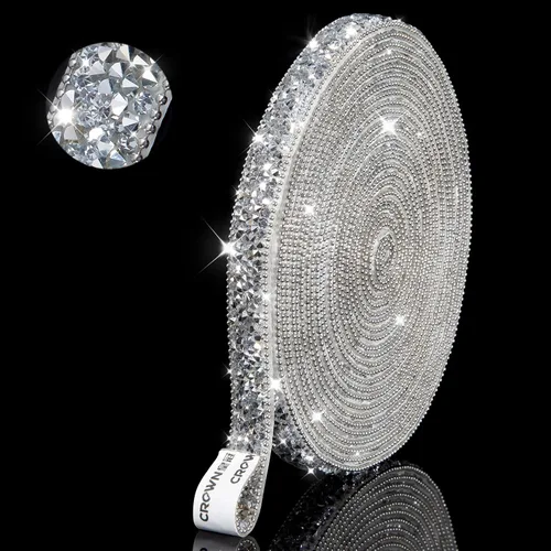 Vista 9 de Calcomanías de diamantes de imitación brillantes de 3 yardas, diamantes de imitación para manualidades, calcomanías de diamantes de imitación