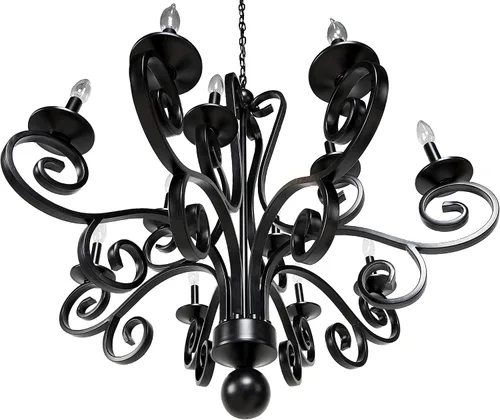 Vista 7 de Deco 79 Lámpara colgante grande moderna de metal negro con brazos enrollados, 35 x 35 pulgadas