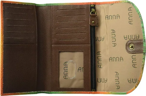 Vista 4 de Anna by Anuschka - Cartera de piel pintada a mano, diseño de tres pliegues