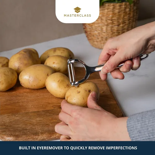Vista 2 de KitchenCraft KCMCYP MasterClass - Pelador de patatas giratorio en forma de Y, color plateado