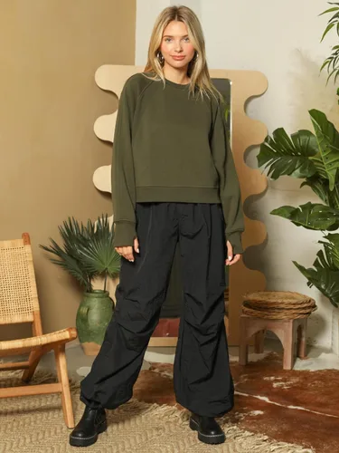 Vista 19 de MixMatchy Sudadera básica suave y cómoda de forro polar con cuello redondo para mujer
