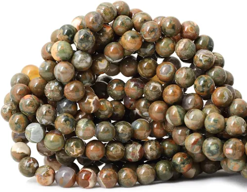 Vista 16 de Cuentas redondas sueltas de ágata estilo antiguo vena de dragón de 6mm, cuentas para diseño de joyas, 60 cuentas Ágata de vena de dragón