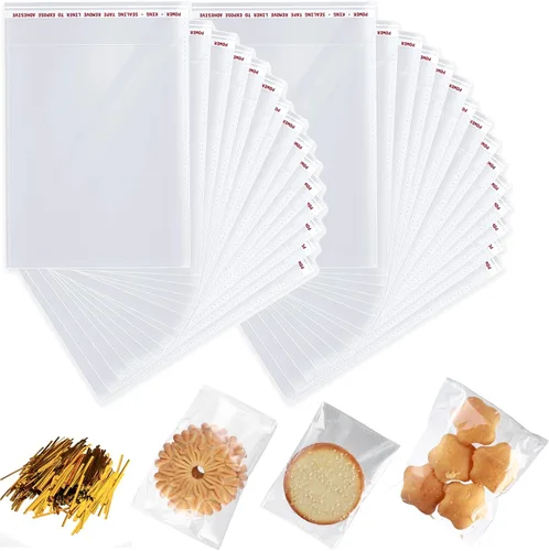 Vista 10 de Bolsas de celofán resellables de 6 x 9 pulgadas, 300 bolsas pequeñas autoadhesivas transparentes para productos de embalaje, bolsa de celofán