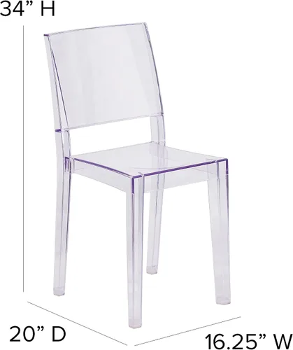 Vista 3 de Flash Furniture Phantom Series - Silla auxiliar apilable transparente para interiores y exteriores con protector de suelo