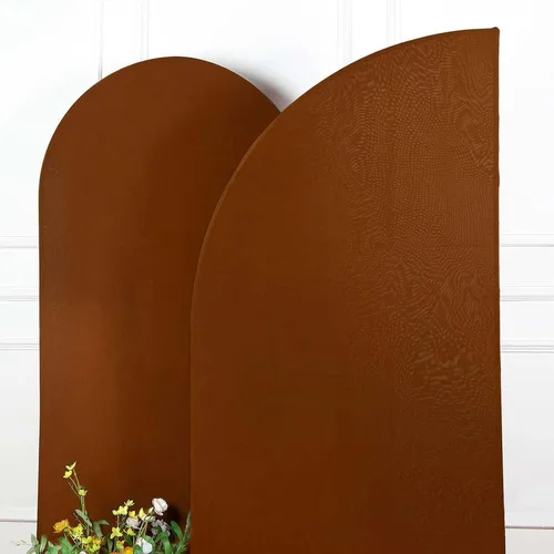 Vista 150 de Efavormart - Juego de 4 fundas de elastano beige para arco de media luna, fundas de telón de fondo Chiara de 2.5 pies a 7 pies para escenarios