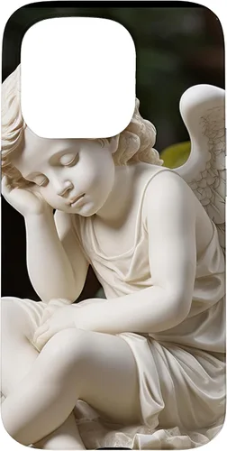 Vista 14 de Funda para iPhone 12 Pro Max con diseño de ángel durmiente para jardín, estatua de querubín