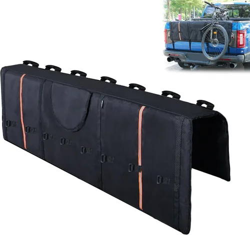 Vista 10 de Amooca - Almohadilla para puerta trasera de camioneta para bicicletas de montaña, con 2 bolsillos para herramientas, de 42" de ancho para 4