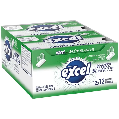 Vista 3 de Excel White Goma de mascar sin azúcar, menta verde, 12