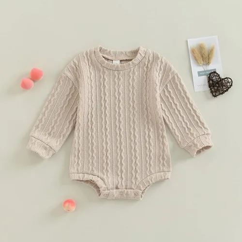 Vista 2 de Sudadera unisex para bebé mameluco de punto gofre ropa de bebé para niña niño suéter de otoño e invierno