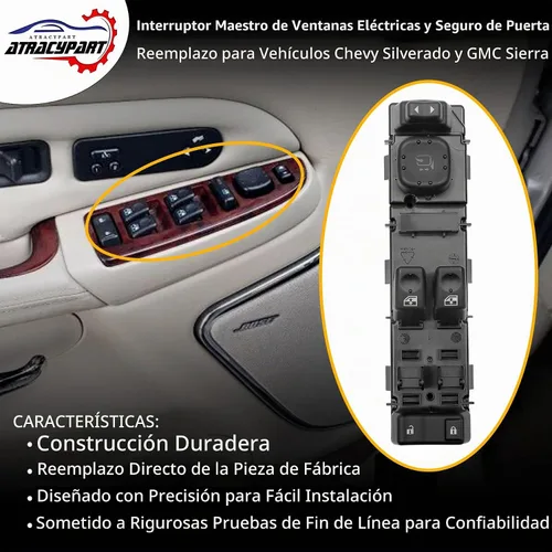 Vista 3 de 15883322 Interruptor de ventana eléctrica, apto para Chevy Silverado GMC Sierra 2003-2007