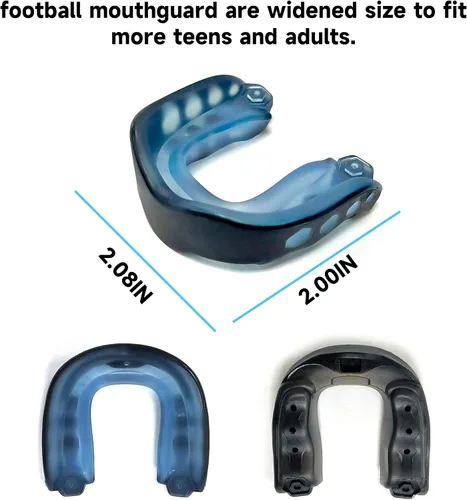 Vista 3 de Paquete de 2 protectores bucales de fútbol, protectores bucales deportivos para jóvenes, boquilla de fútbol con correa para jóvenes y adultos, pieza