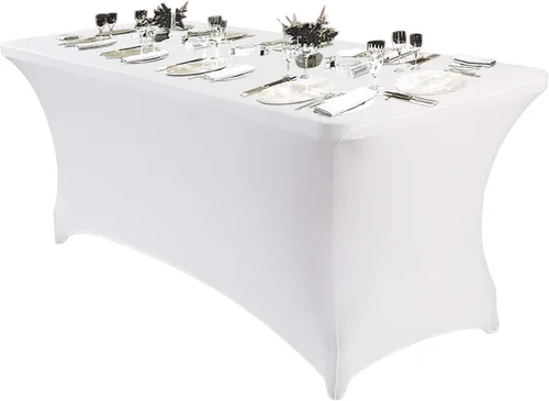 Vista 42 de Peomeise - Funda de mesa de elastano de 4 pies, mantel rectangular elástico de elastano (verde manzana, 4 pies)