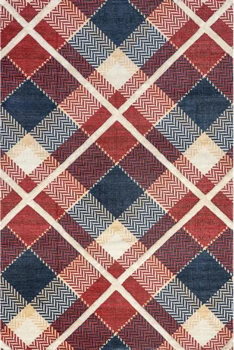 Vista 3 de nuLOOM Anastasia - Alfombra decorativa a cuadros altos y bajos, 2 x 3, color rojo