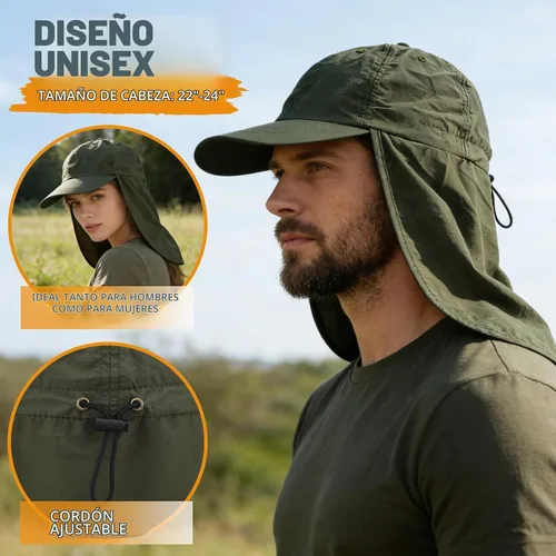 Vista 2 de EINSKEY Gorra de béisbol unisex con solapa para el cuello, impermeable, plegable, para golf, jardín, safari, senderismo, pesca, correr