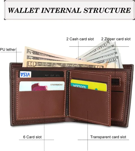 Vista 2 de Jewelstruck Billetera para hombre, billetera personalizada para hombre, carteras personalizadas para hombre, iniciales grabadas con imagen, día